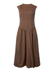 Krissi Bubble Hem Long Dress Brown Polka Dot
