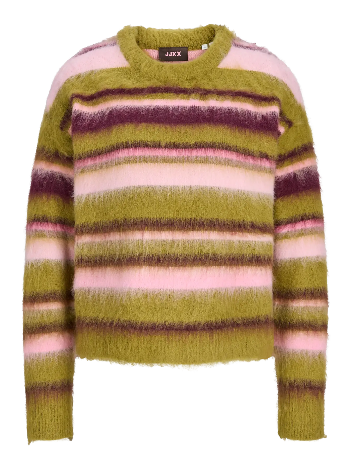 Calista Crew Neck Stripe Knit Green Moss