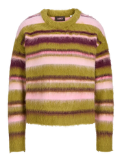 Calista Crew Neck Stripe Knit Green Moss