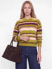 Calista Crew Neck Stripe Knit Green Moss