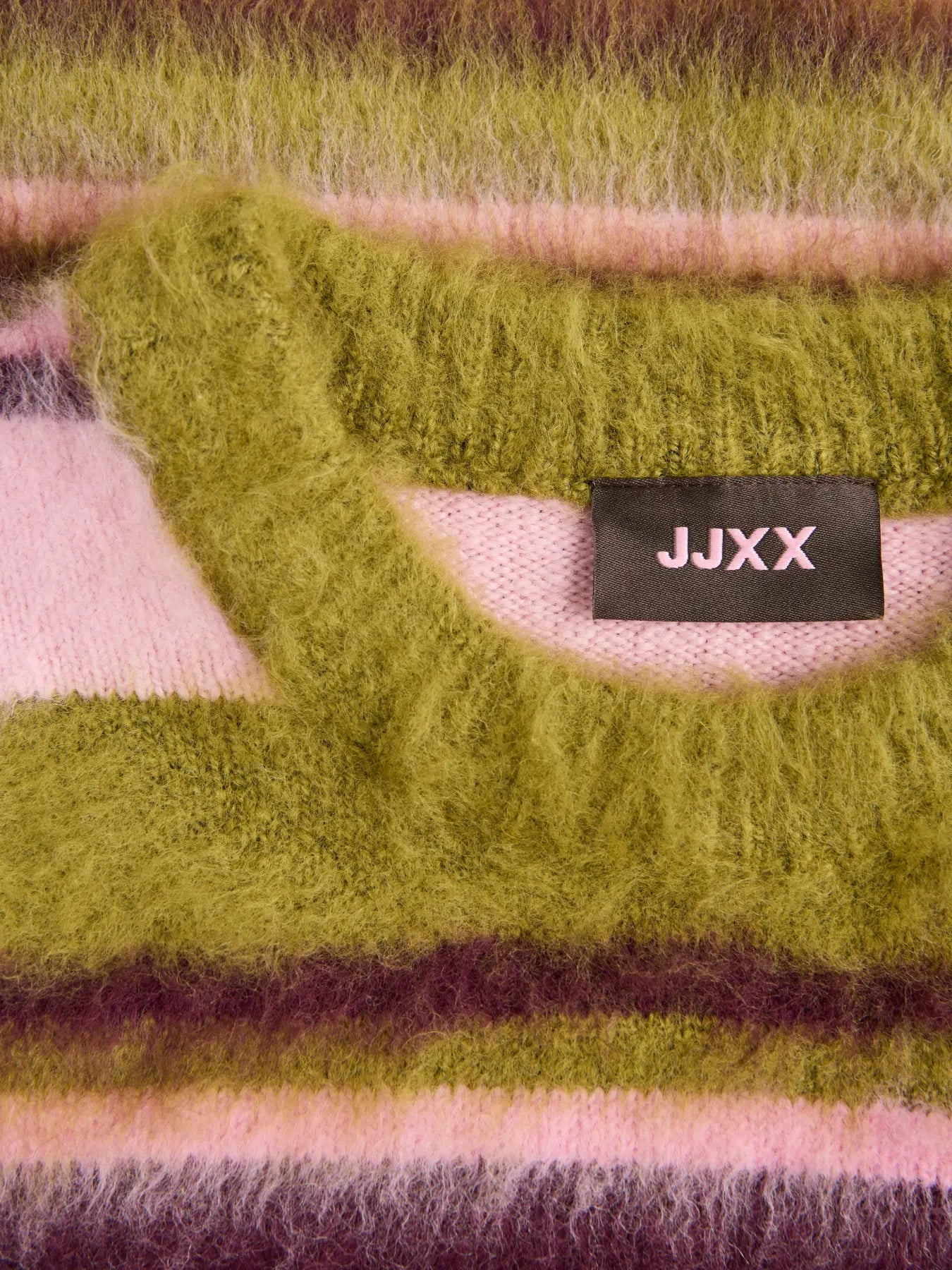 Calista Crew Neck Stripe Knit Green Moss