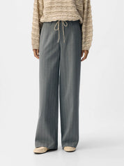 Lisa Grey Pinstripe Wide Leg Trousers
