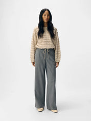 Lisa Grey Pinstripe Wide Leg Trousers