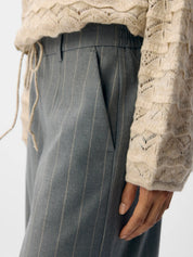 Lisa Grey Pinstripe Wide Leg Trousers