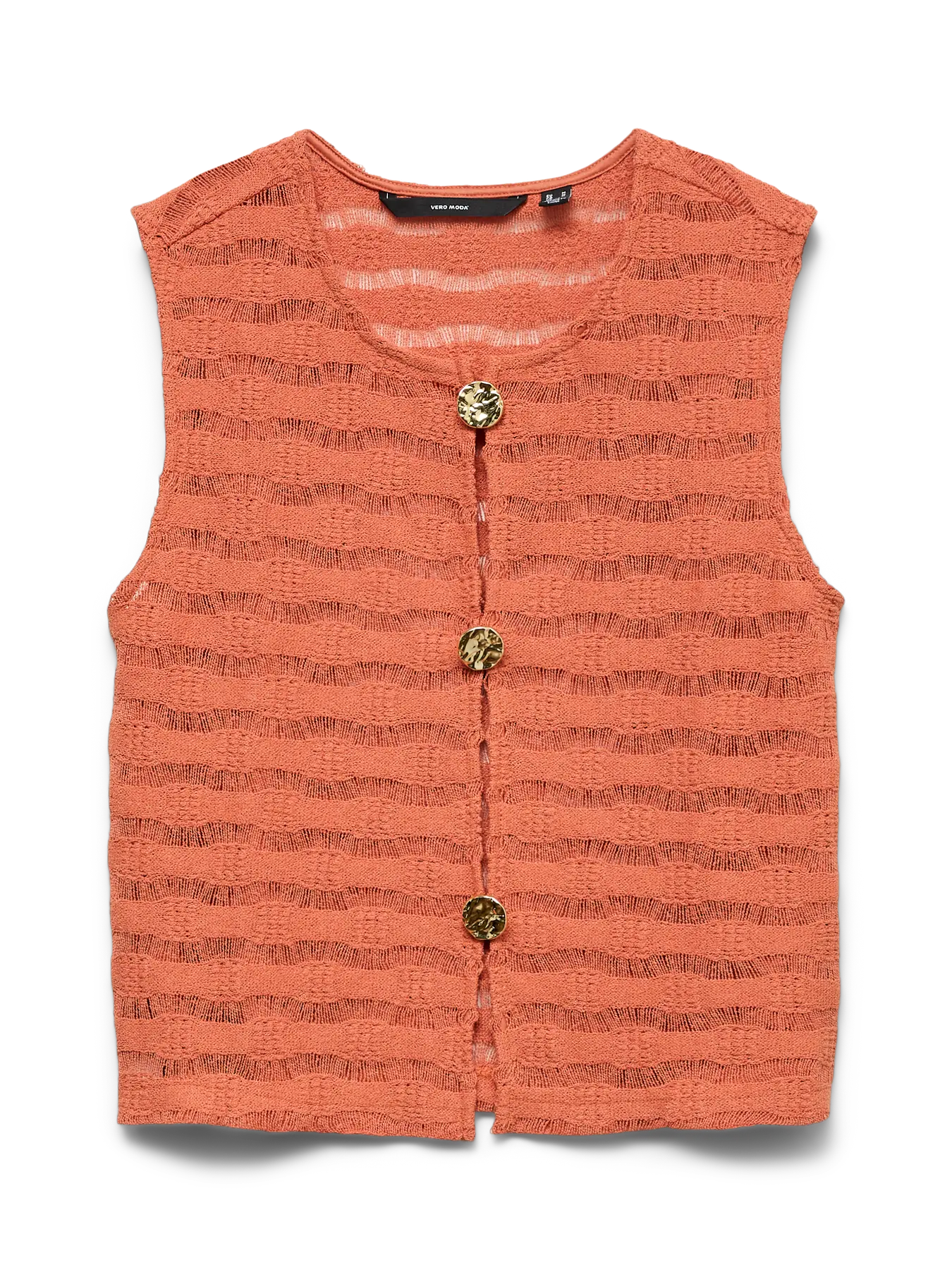 Luna O-neck Waistcoat Top with Gold Buttons
