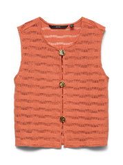 Luna O-neck Waistcoat Top with Gold Buttons