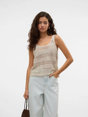 Leilani Cream Stripe Sequin Knit Vest