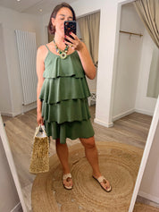 Sophie Khaki Ruffle Dress