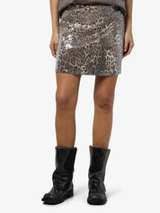 Jessy Leopard Sequin Mini Skirt