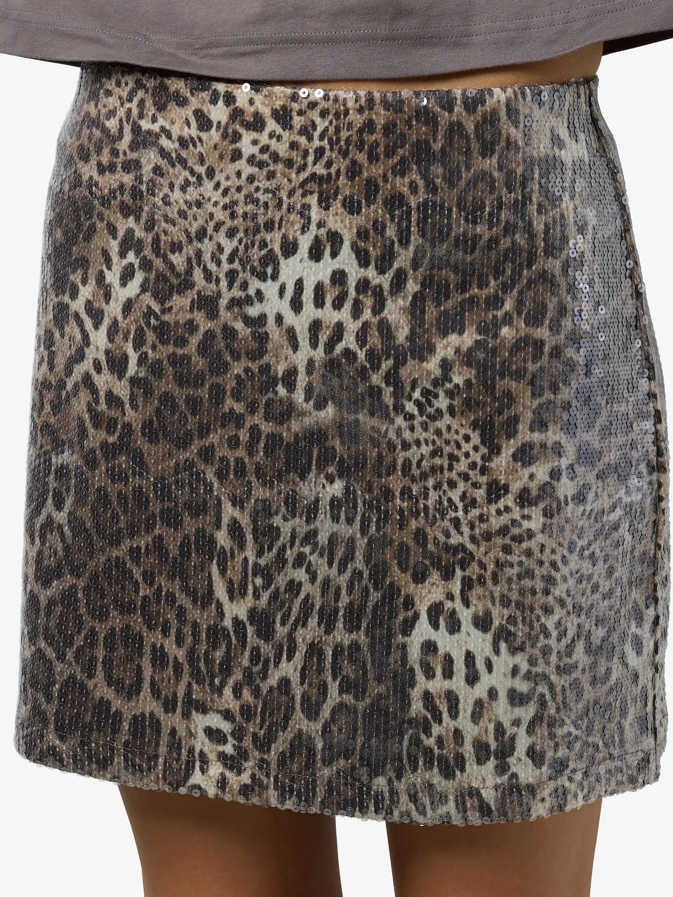 Jessy Leopard Sequin Mini Skirt