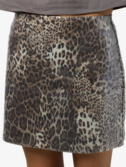 Jessy Leopard Sequin Mini Skirt