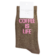 Statment Glitter Socks Coffee Is Life