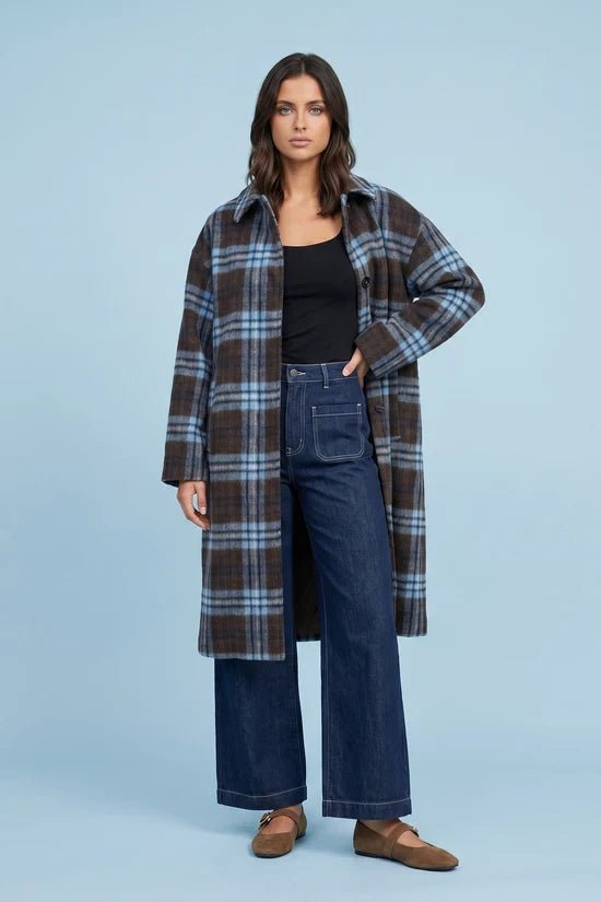 Palma Blue and Brown Check Coat