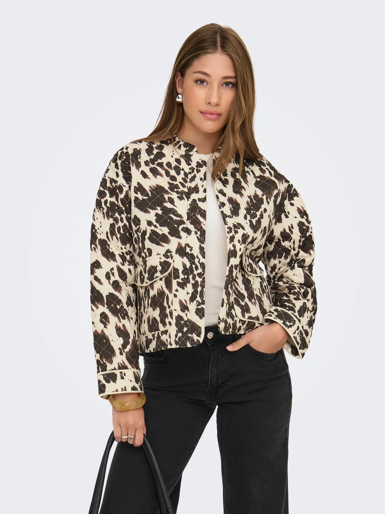 Hallie Cow Print Quilted Jacket