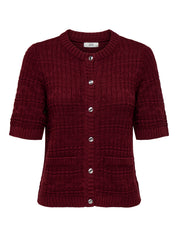 Tikka Burgundy O-neck Knit Cardigan