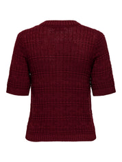 Tikka Burgundy O-neck Knit Cardigan