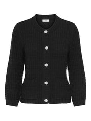 Janne Black Rounds Neck Cardigan