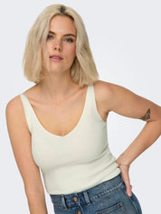 Anna White V-neck Knit Vest