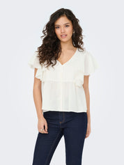 Maddox White Cotton Frill Top