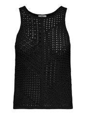 Frida Black O-neck Crochet Tank Vest