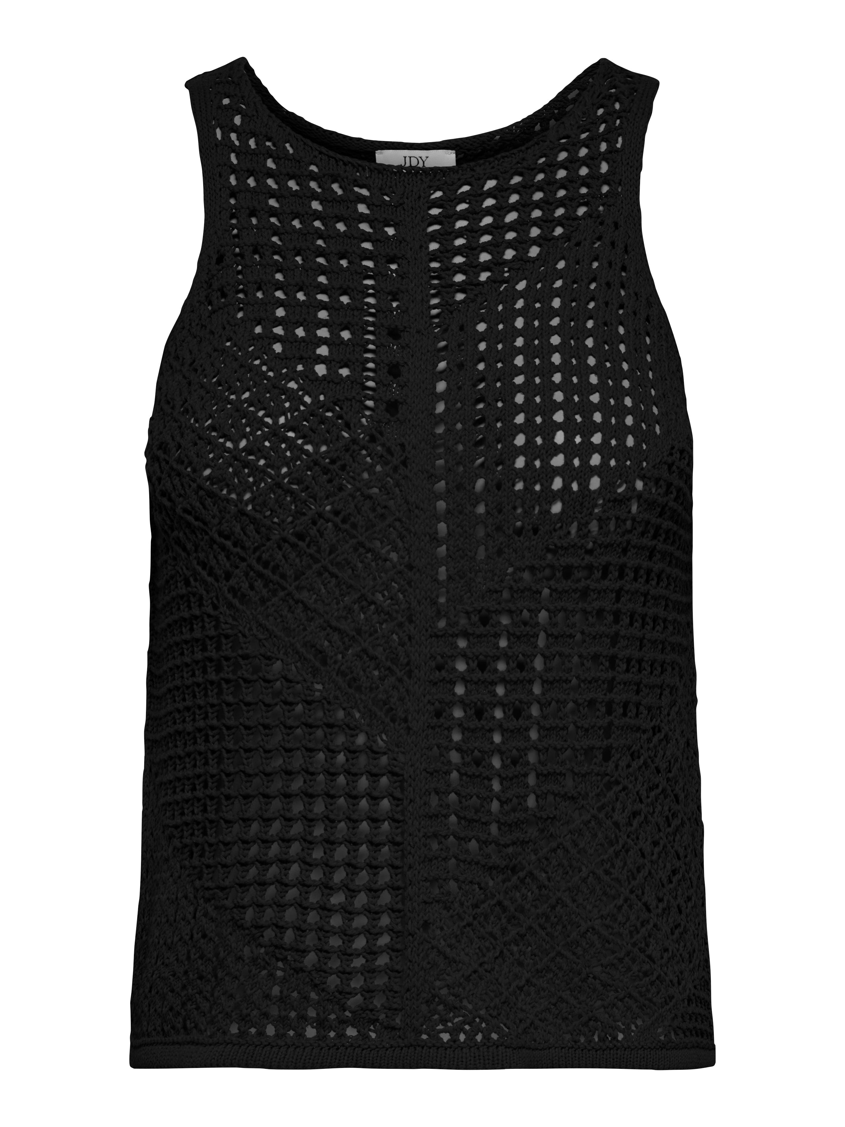 Frida Black O-neck Crochet Tank Vest