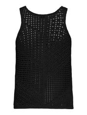 Frida Black O-neck Crochet Tank Vest
