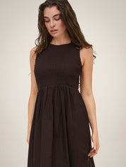 Diago Smock Midi Dress Brown