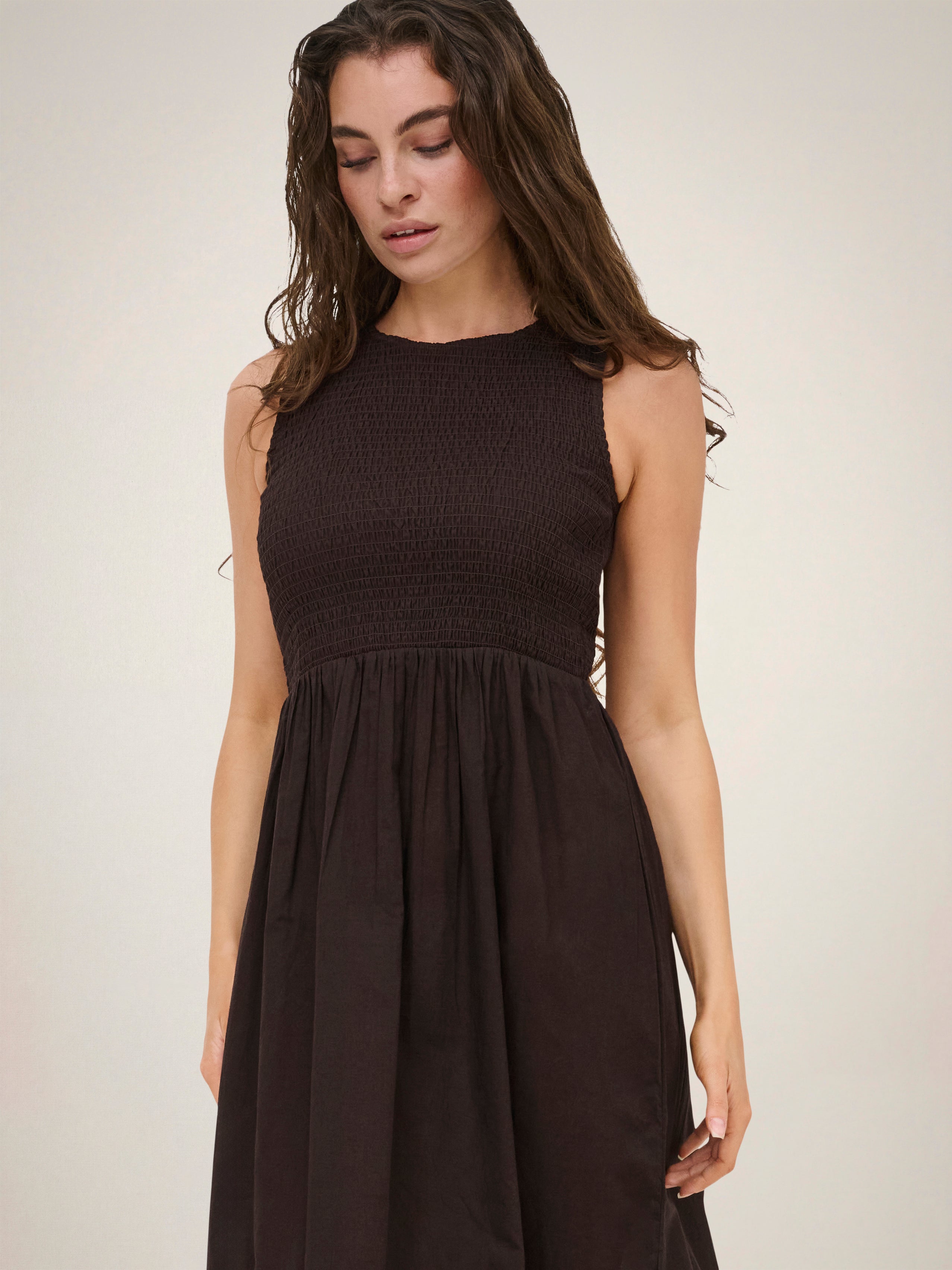 Diago Smock Midi Dress Brown