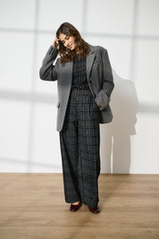 Dorit Black Checked Wide Leg Trousers