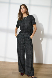 Dorit Black Checked Wide Leg Trousers