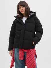 Global Black Hooded Puffer Jacket