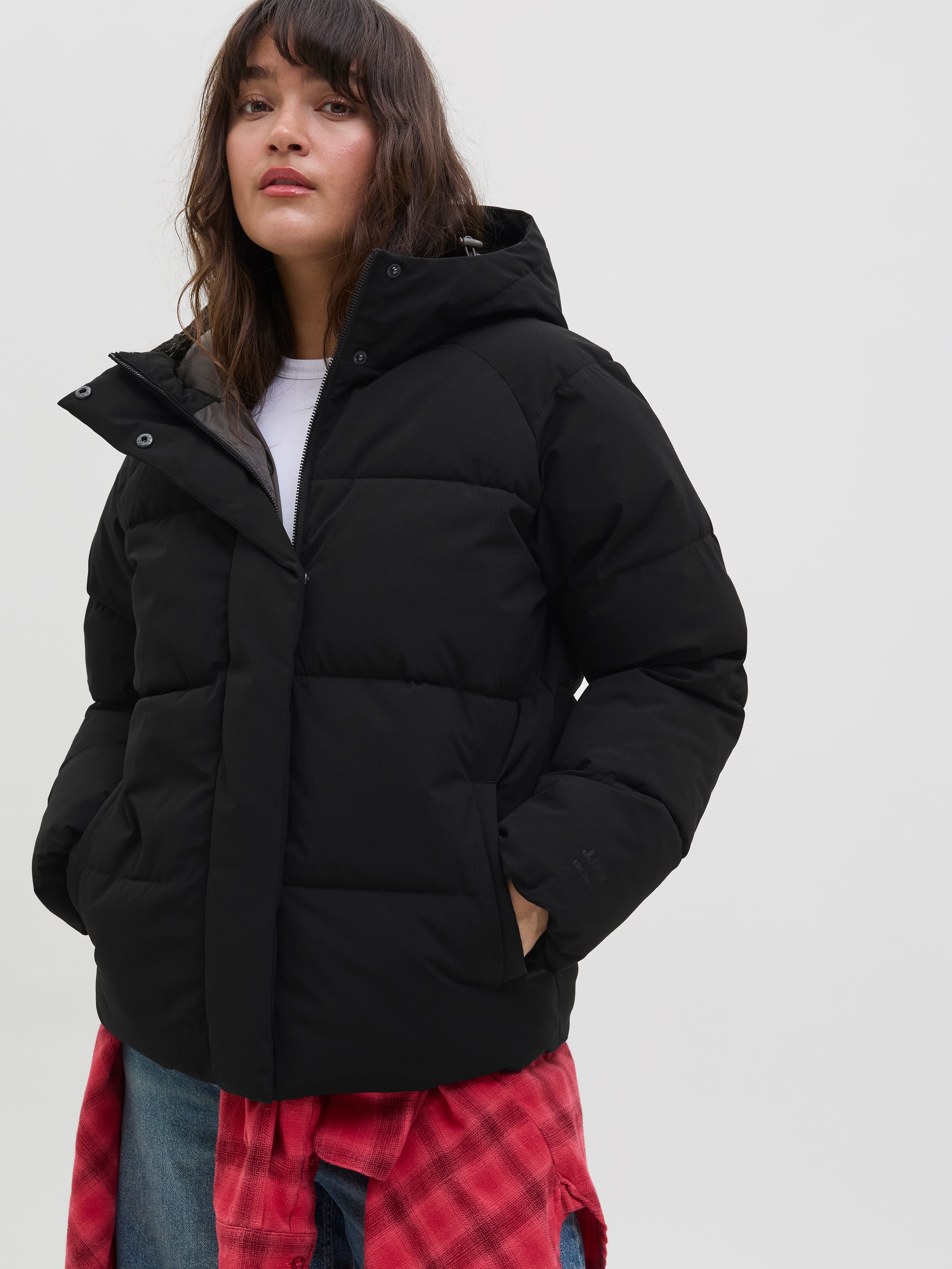 Global Black Hooded Puffer Jacket
