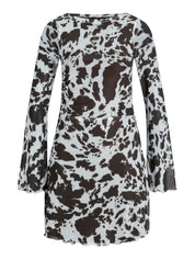 Minna Black Coffee Cow Mesh Long Mini Dress