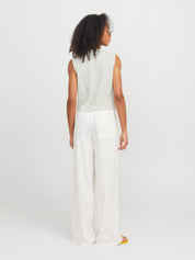 Breeze Cream Linen Tie Front Sleeveless Vest/Waistcoat