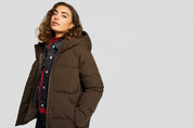 Global Brown Hooded Puffer Jacket