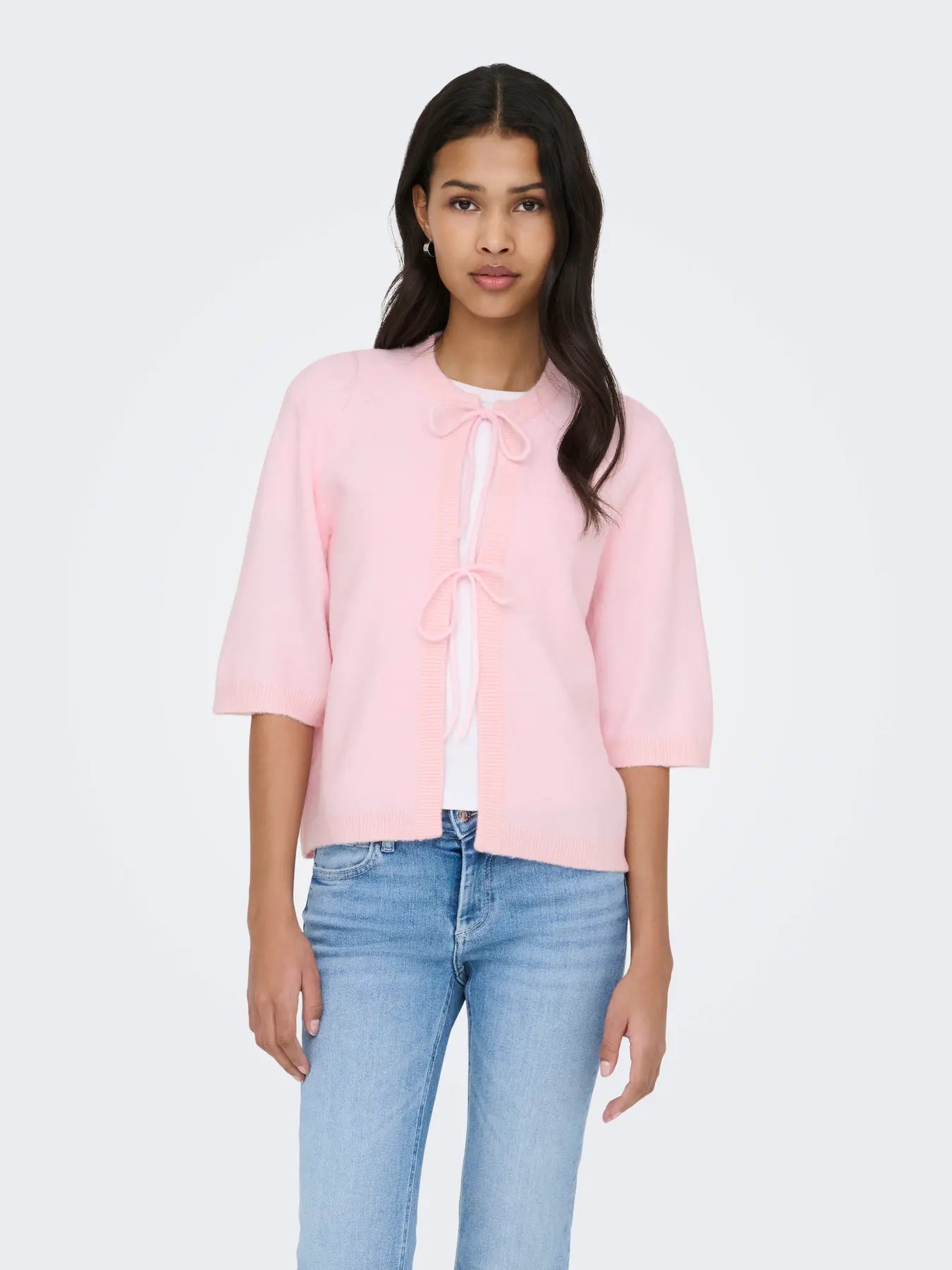 Simoni Tie Front Cardigan Pink