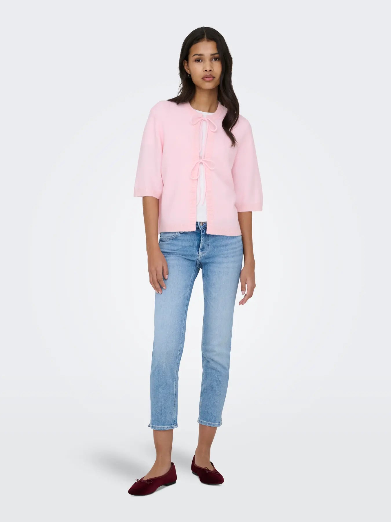 Simoni Tie Front Cardigan Pink
