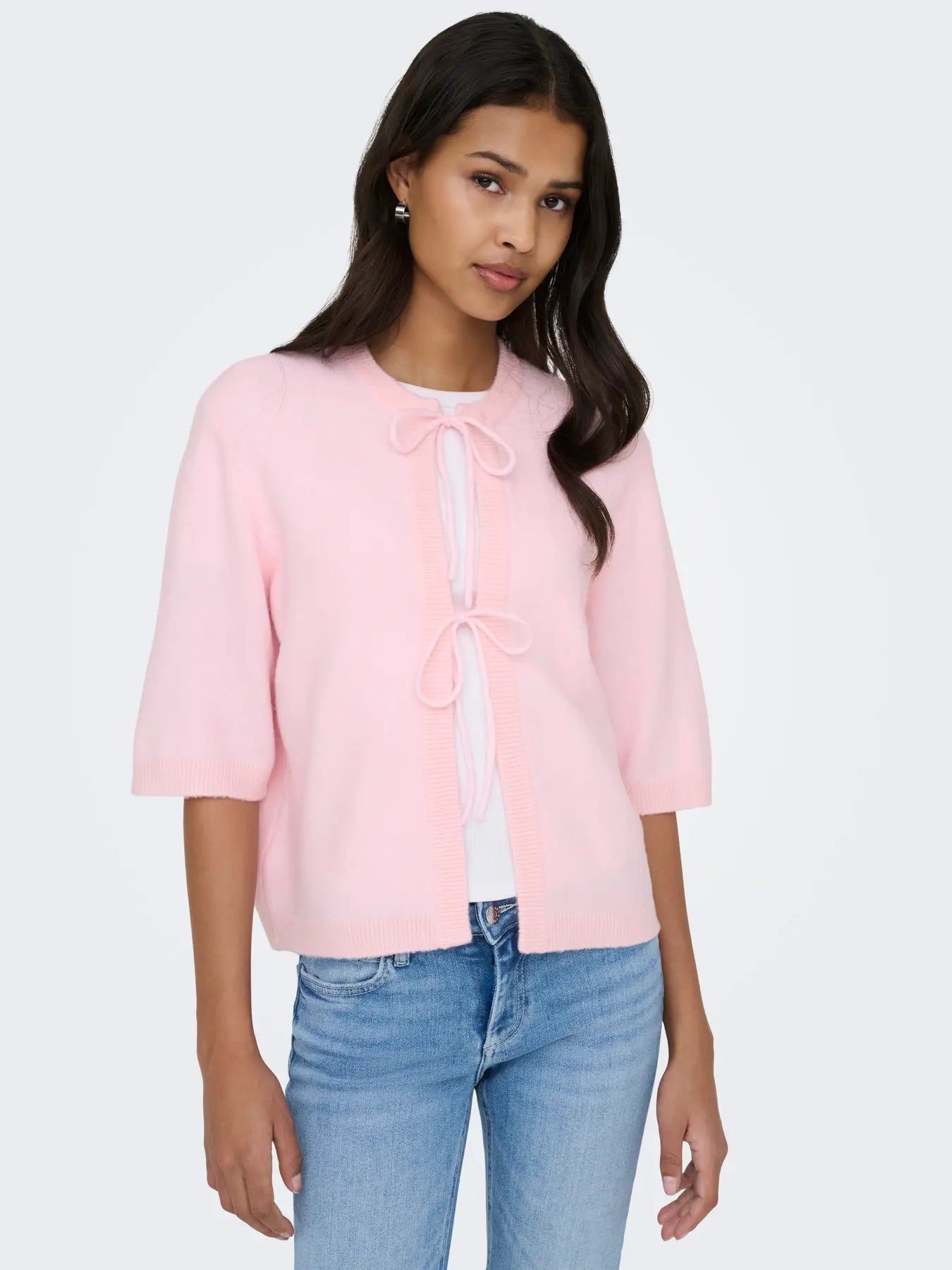 Simoni Tie Front Cardigan Pink