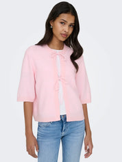 Simoni Tie Front Cardigan Pink