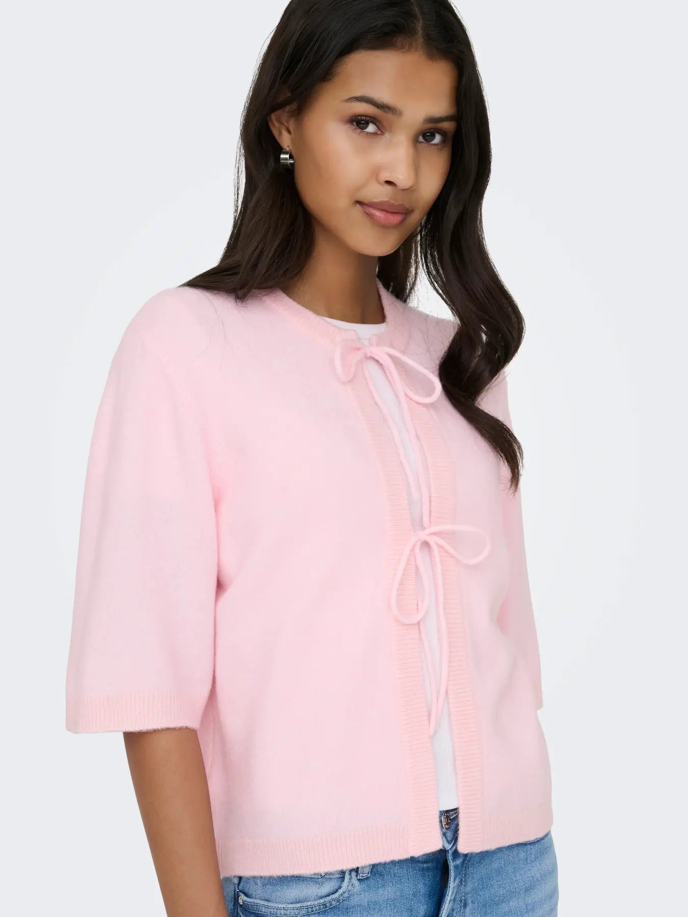 Simoni Tie Front Cardigan Pink