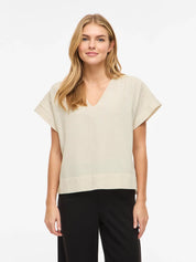 Prisilla Beige V-Neck Top