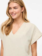 Prisilla Beige V-Neck Top