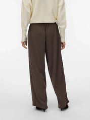 Luna Textured Wide Leg Trousers Brown
