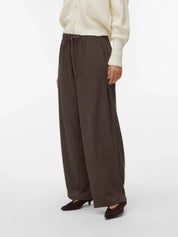 Luna Textured Wide Leg Trousers Brown