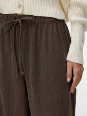 Luna Textured Wide Leg Trousers Brown