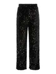Kam Sequin Wide Leg Trousers - Black