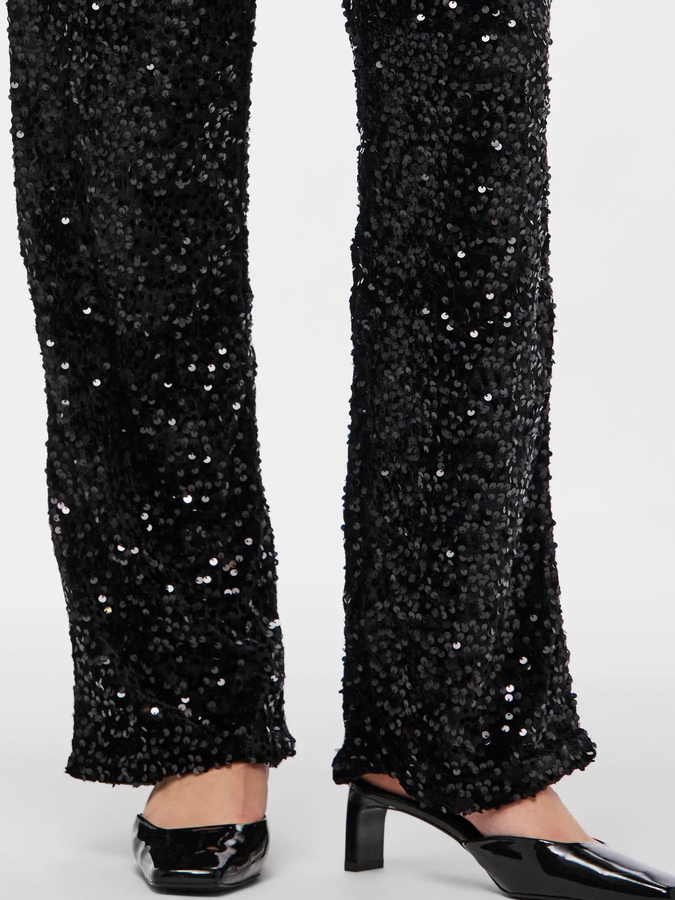 Kam Sequin Wide Leg Trousers - Black