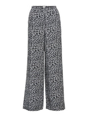 Lisa Grey Leopard Print Wide Leg Trousers