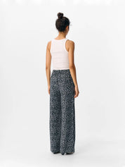 Lisa Grey Leopard Print Wide Leg Trousers