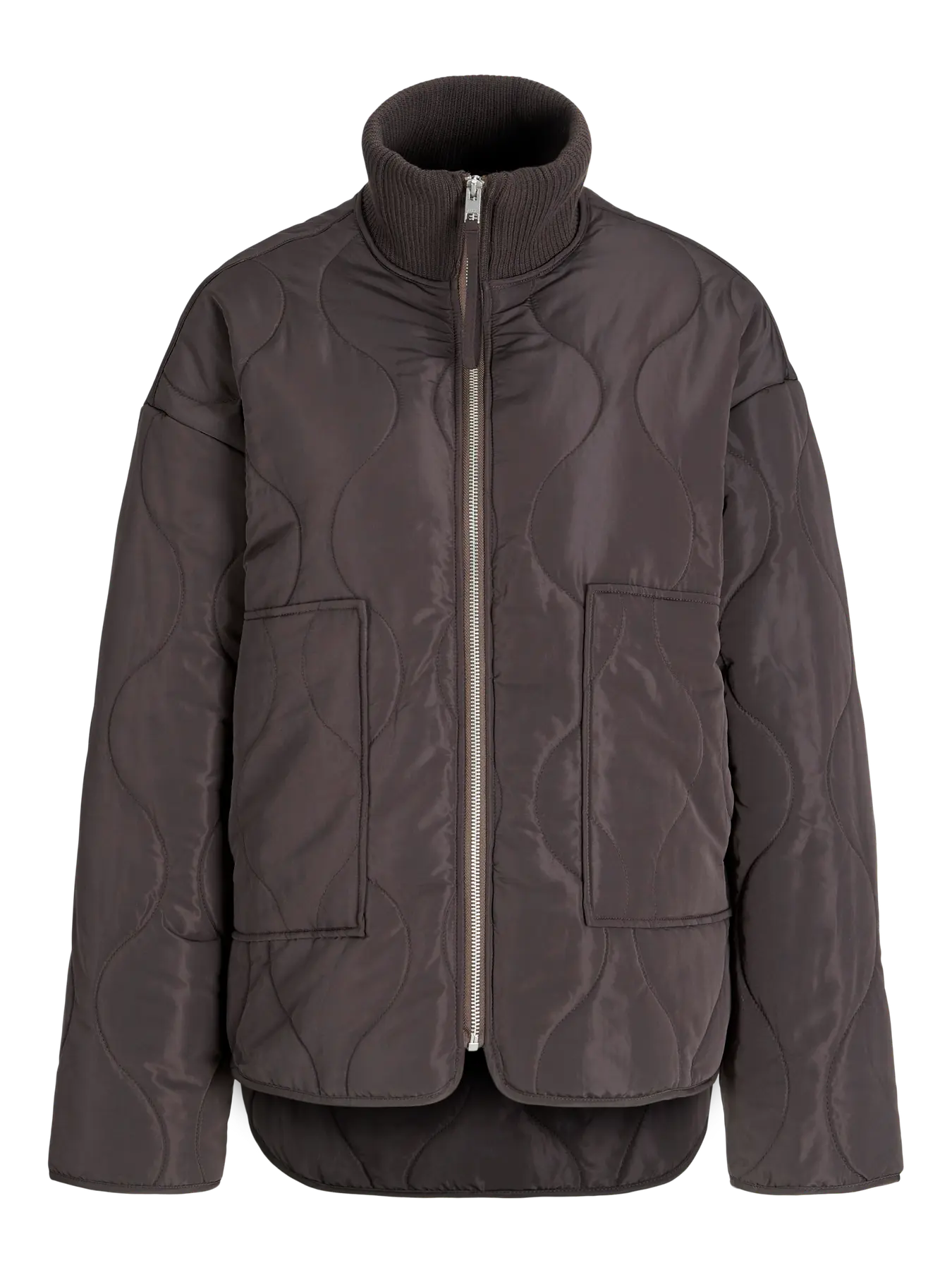 Serena Brown Mid Quilted Zip Jacket